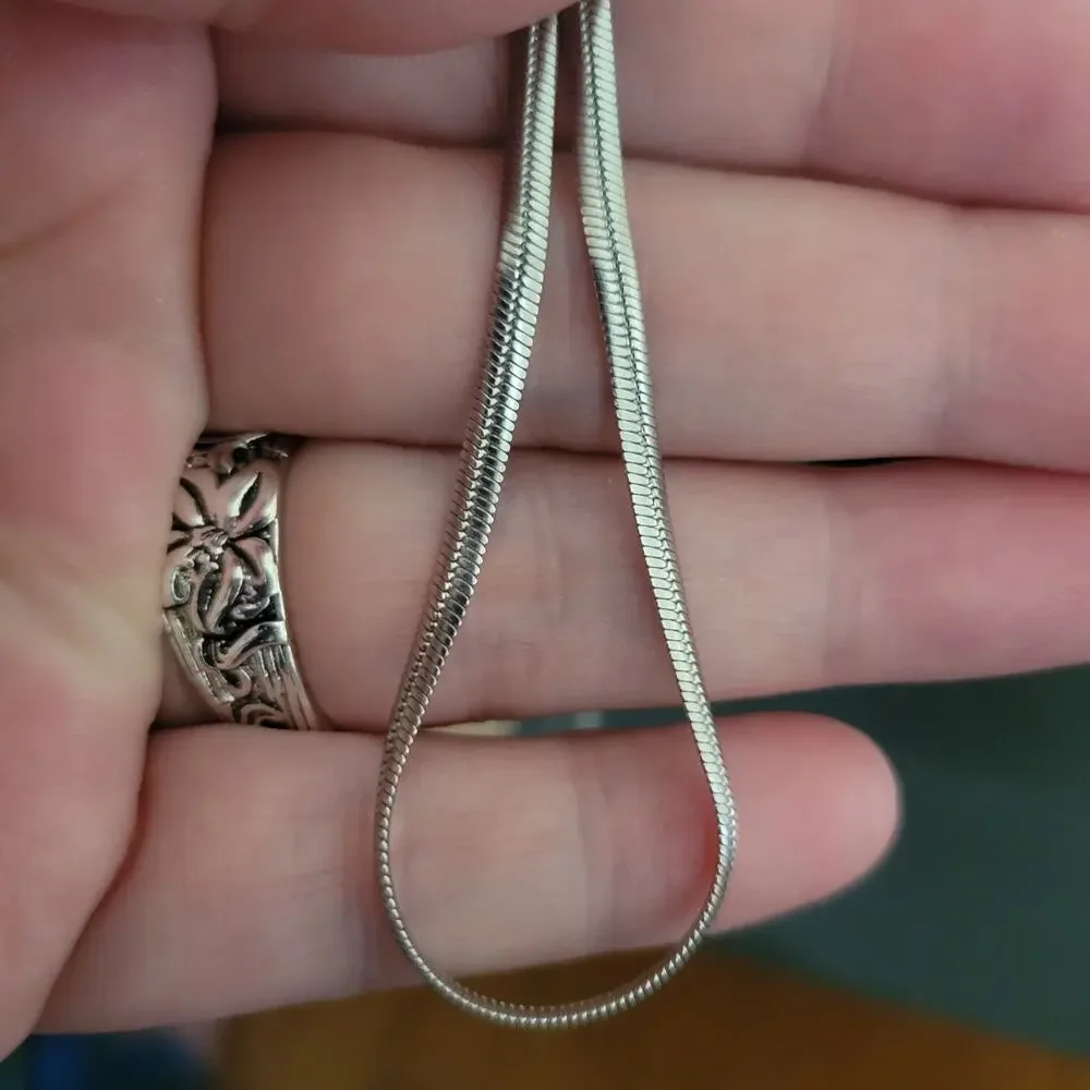 Minimalist silver stainless steel snake chain necklace, 3mm width